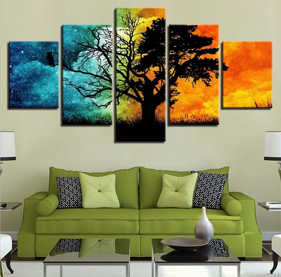 Tree Mountains Forests - Nature 5 Panel Canvas Art Wall Decor Tree Mountains Forests - Nature 5 Panel Canvas Art Wall Decor