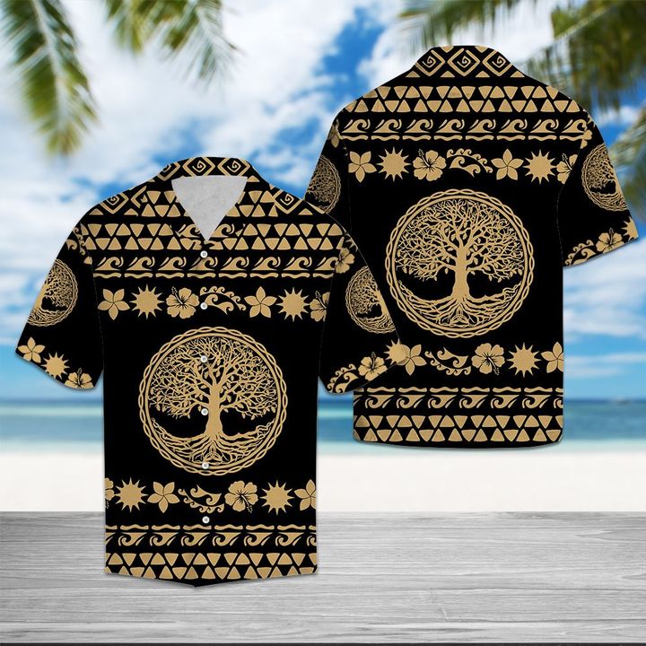 Tree Of Life Tribal Pattern Hawaiian Shirt Summer Button Up Tree Of Life Tribal Pattern Hawaiian Shirt Summer Button Up