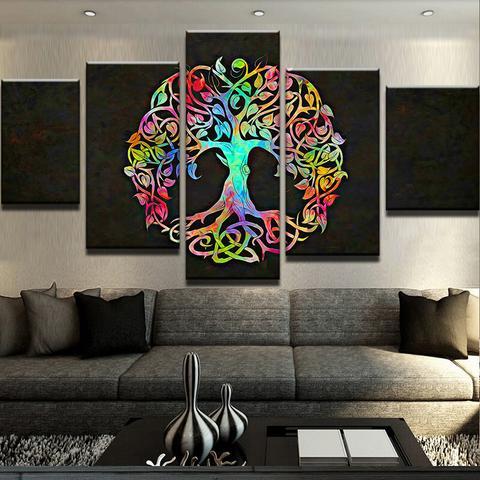 Tree Of Life - Abstract 5 Panel Canvas Art Wall Decor Tree Of Life - Abstract 5 Panel Canvas Art Wall Decor