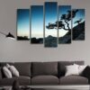 Tree On The Cliff - Nature 5 Panel Canvas Art Wall Decor