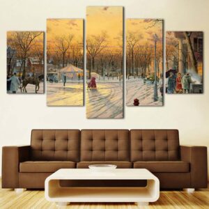 Tree Snow Landscape - Nature 5 Panel Canvas Art Wall Decor