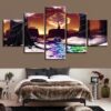 Tree Sunset 03 - Nature 5 Panel Canvas Art Wall Decor