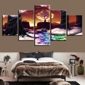 Tree Sunset 03 - Nature 5 Panel Canvas Art Wall Decor