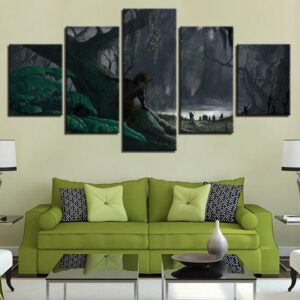 Trees And Cave - Nature 5 Panel Canvas Art Wall Decor