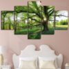 Trees And Sunshine Landscape - Nature 5 Panel Canvas Art Wall Decor