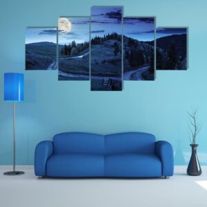 Trees Of Forest In Mountains - Nature 5 Panel Canvas Art Wall Decor
