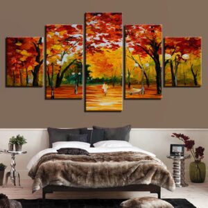 Trees Park - Abstract 5 Panel Canvas Art Wall Decor