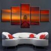 Trees Sunset 02 - Nature 5 Panel Canvas Art Wall Decor