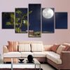 Trees Treasure Box Moon Night - Nature 5 Panel Canvas Art Wall Decor
