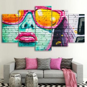 Trendy Girl - Abstract 5 Panel Canvas Art Wall Decor