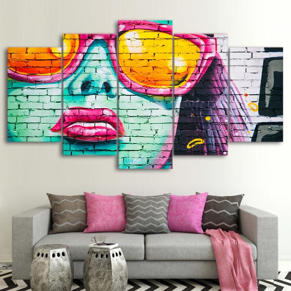 Trendy Girl - Abstract 5 Panel Canvas Art Wall Decor Trendy Girl - Abstract 5 Panel Canvas Art Wall Decor