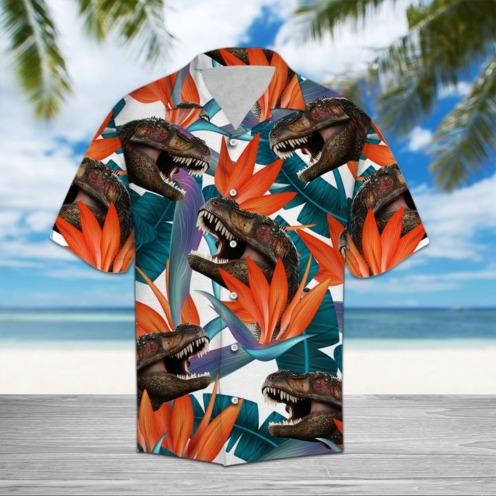 Trex Palm Hawaiian Shirt Summer Button Up Trex Palm Hawaiian Shirt Summer Button Up
