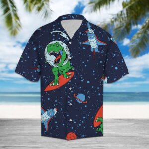 Trex Space Hawaiian Shirt Summer Button Up