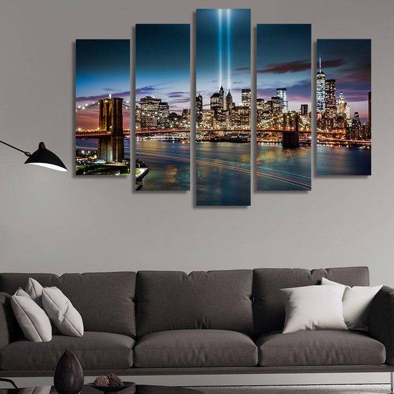 Tribute In Light - Nature 5 Panel Canvas Art Wall Decor Tribute In Light - Nature 5 Panel Canvas Art Wall Decor