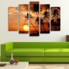 Tropical Beach At Sunset 02 - Nature 5 Panel Canvas Art Wall Decor