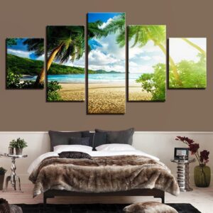 Tropical Beach Paradise - Nature 5 Panel Canvas Art Wall Decor