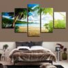 Tropical Beach Paradise - Ocean 5 Panel Canvas Art Wall Decor