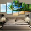 Tropical Beach Solitude - Nature 5 Panel Canvas Art Wall Decor