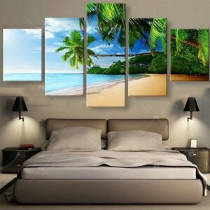 Tropical Beach Solitude - Nature 5 Panel Canvas Art Wall Decor