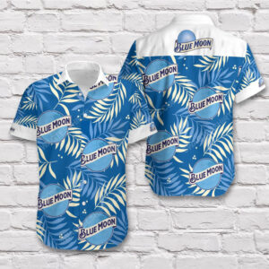Tropical Blue Moon Beer Blue Short Sleeve Hawaiian Shirt