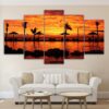 Tropical Coast Sunset - Nature 5 Panel Canvas Art Wall Decor