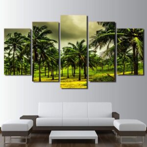 Tropical Coconut Grove - Nature 5 Panel Canvas Art Wall Decor