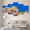 Tropical Fish On Reef - Fishing 5 Panel Canvas Art Wall Decor
