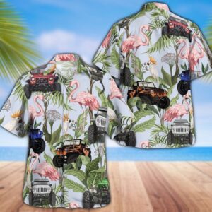 Tropical Flamingo Jeep Hawaiian Shirt