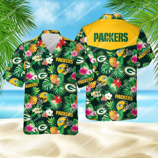 Tropical Floral Green Bay Packers Football All Over Print Hawaiian Shirt Tropical Floral Green Bay Packers Football All Over Print Hawaiian Shirt