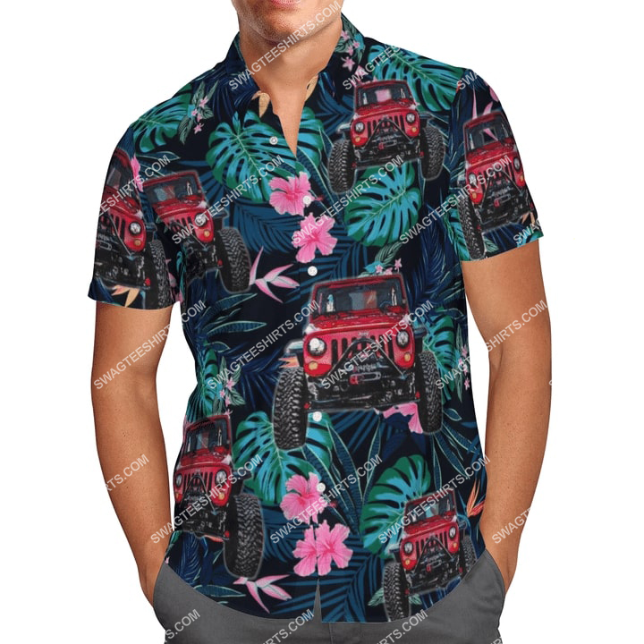 Tropical Floral Jeep All Over Printed Hawaiian Shirt Tropical Floral Jeep All Over Printed Hawaiian Shirt