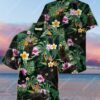 Tropical Flower And Black Cat All Over Printed Hawaiian Shirt