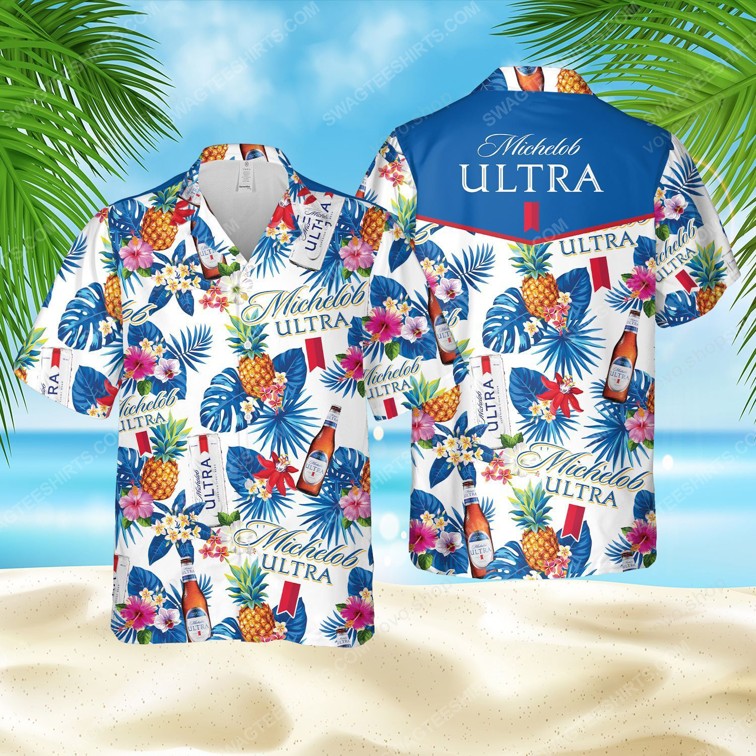 Tropical Flower Michelob Ultra Beer Full Printed Hawaiian Shirt Tropical Flower Michelob Ultra Beer Full Printed Hawaiian Shirt