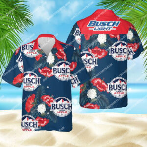 Tropical Hibiscus Busch Light Apple Beer All Over Print Hawaiian Shirt