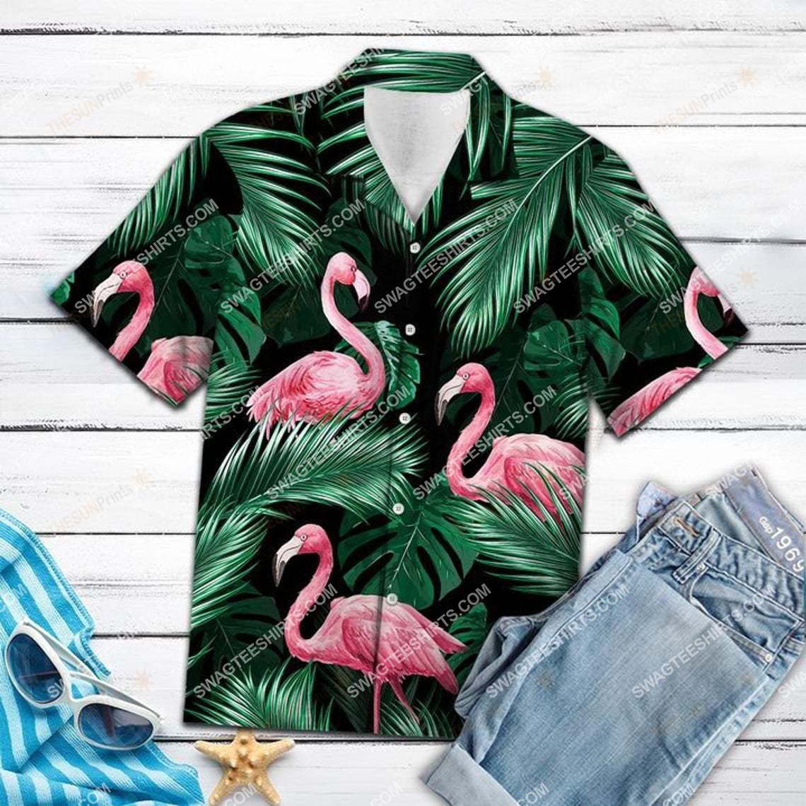 Tropical Leaf And Flamingo Summer All Over Printed Hawaiian Shirt Tropical Leaf And Flamingo Summer All Over Printed Hawaiian Shirt