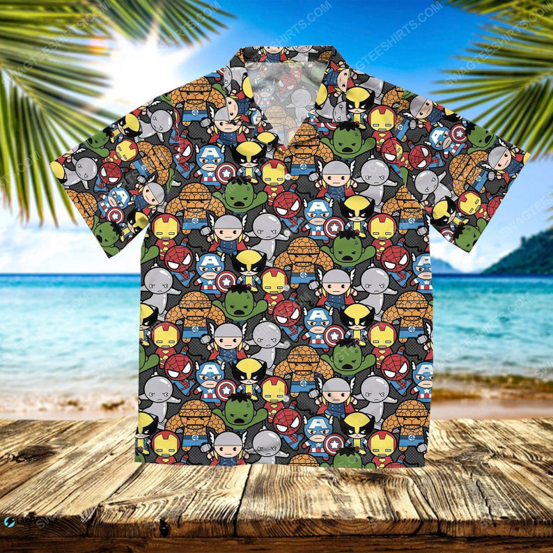 Tropical Marvel Characters Superhero Chibi Hawaiian Shirt Tropical Marvel Characters Superhero Chibi Hawaiian Shirt