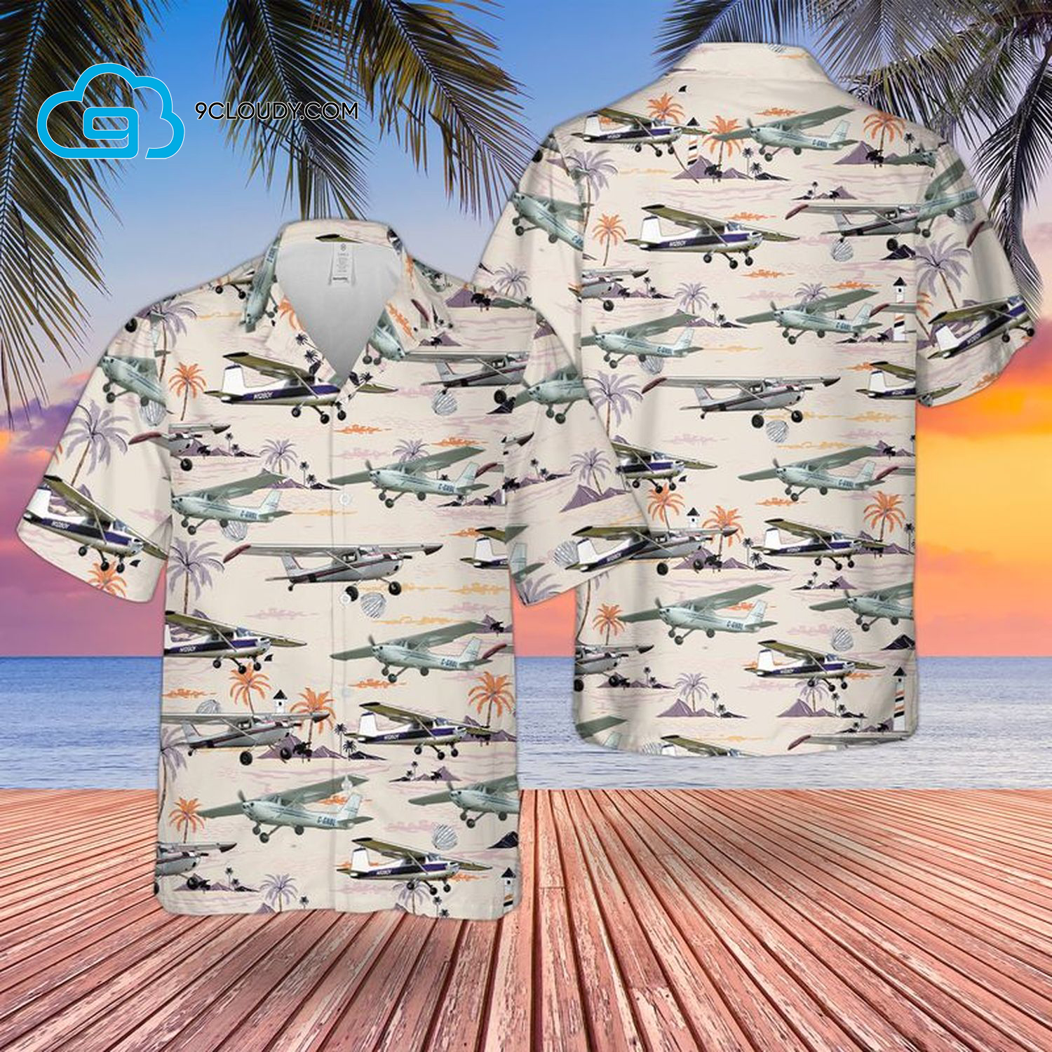 Tropical Palm Tree Cessna 150 Full Print Hawaiian Shirt Tropical Palm Tree Cessna 150 Full Print Hawaiian Shirt