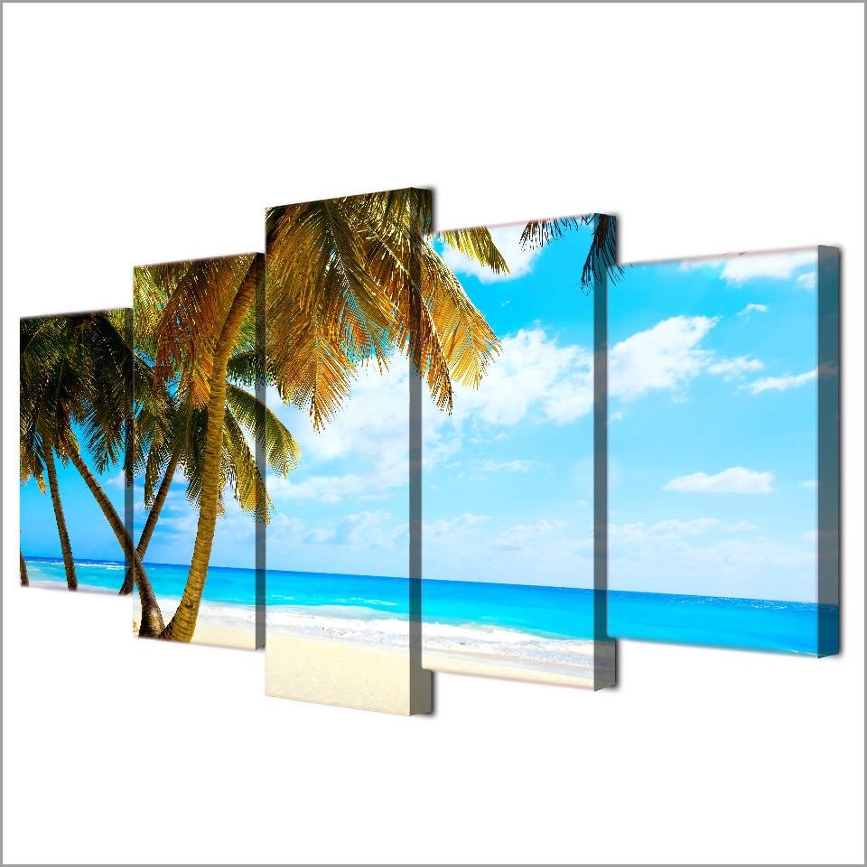 Tropical Paradise Beach 01 - Space 5 Panel Canvas Art Wall Decor Tropical Paradise Beach 01 - Space 5 Panel Canvas Art Wall Decor