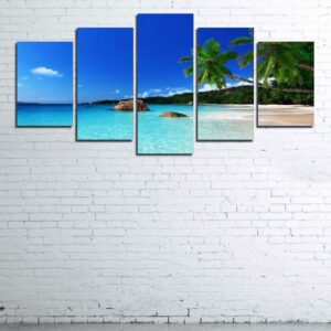 Tropical Paradise - Landscape 5 Panel Canvas Art Wall Decor