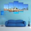 Tropical Park And Pool Morocco - Nature 5 Panel Canvas Art Wall Decor