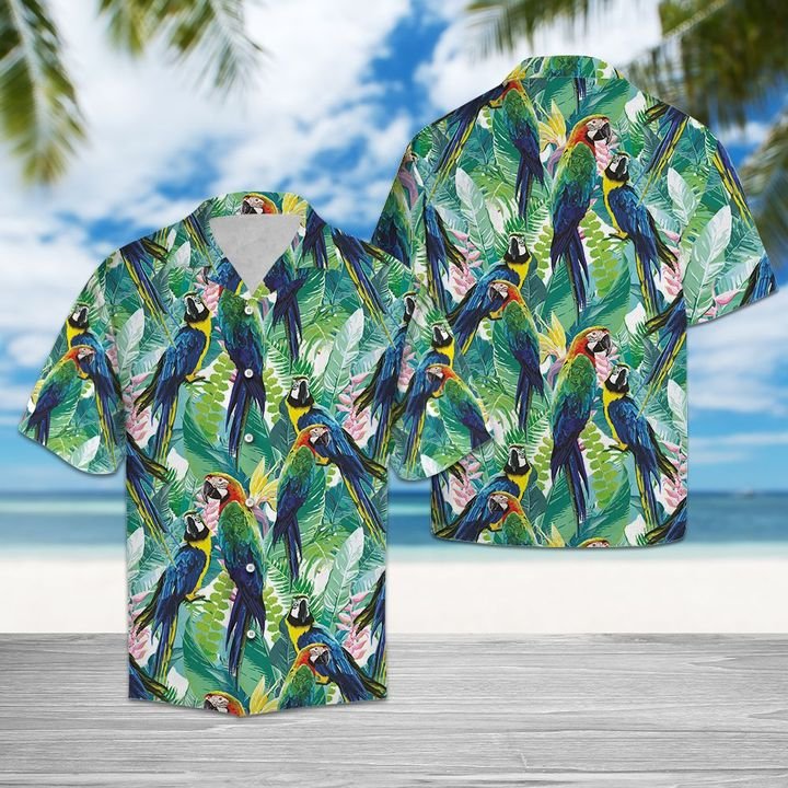 Tropical Parrot Hawaiian Shirt Summer Button Up Tropical Parrot Hawaiian Shirt Summer Button Up