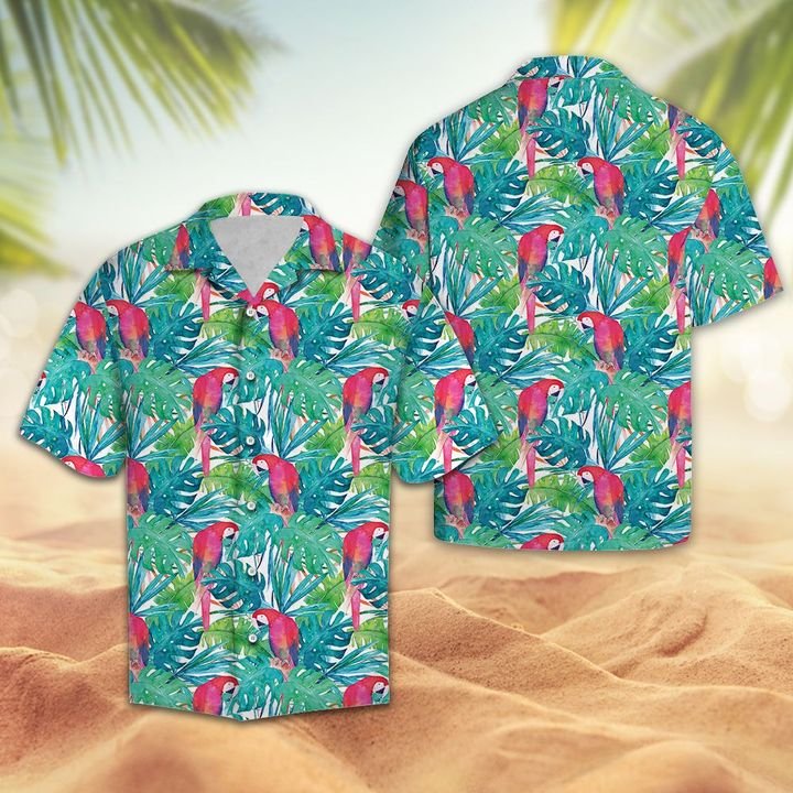 Tropical Parrot Hawaiian Shirt Summer Button Up Tropical Parrot Hawaiian Shirt Summer Button Up
