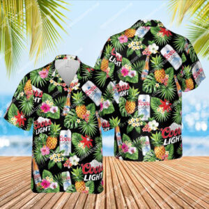 Tropical Pineapple Coors Light Beer All Over Print Hawaiian Shirt
