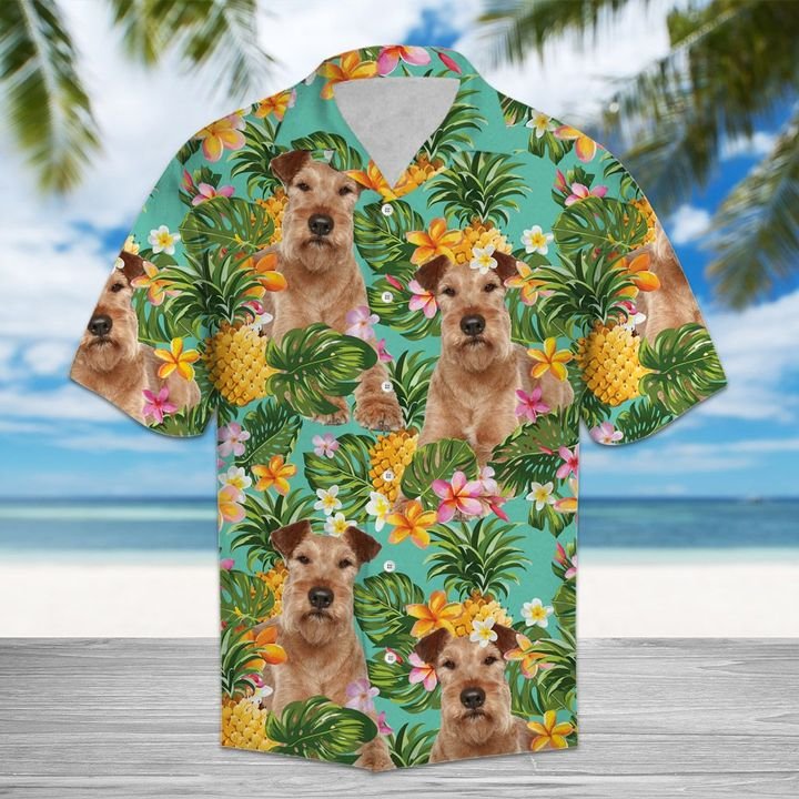 Tropical Pineapple Irish Terrier Hawaiian Shirt Summer Button Up Tropical Pineapple Irish Terrier Hawaiian Shirt Summer Button Up