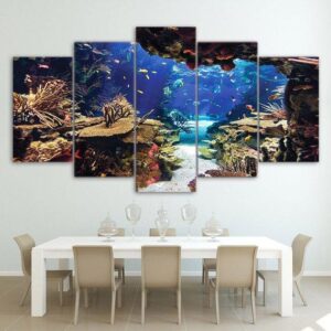 Tropical Reef Fish Ocean - Animal 5 Panel Canvas Art Wall Decor