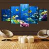 Tropical Sea Fish Coral reef - Ocean 5 Panel Canvas Art Wall Decor