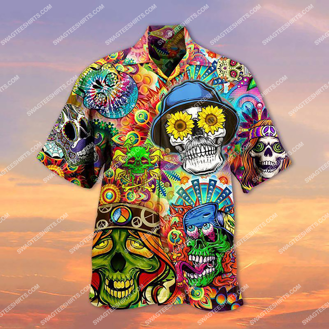 Tropical Skull Hippie Style All Over Printed Hawaiian Shirt Tropical Skull Hippie Style All Over Printed Hawaiian Shirt