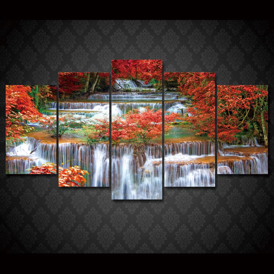 Tropical Sunset Paradise - Nature 5 Panel Canvas Art Wall Decor Tropical Sunset Paradise - Nature 5 Panel Canvas Art Wall Decor