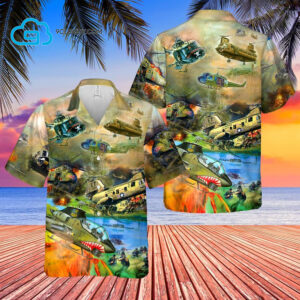 Tropical Usa Helicopters Full Print Hawaiian Shirt