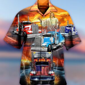 Truck Driver Jesus Bless Hawaiian Shirt