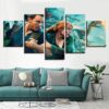 Try Hard Dinosaur World Movie - Jurassic Park 5 Panel Canvas Art Wall Decor